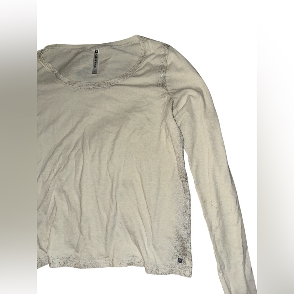NWOT, Fabletics Women’s Long Sleeve‎ T-Shirt, Beige and Gray, S, D49
